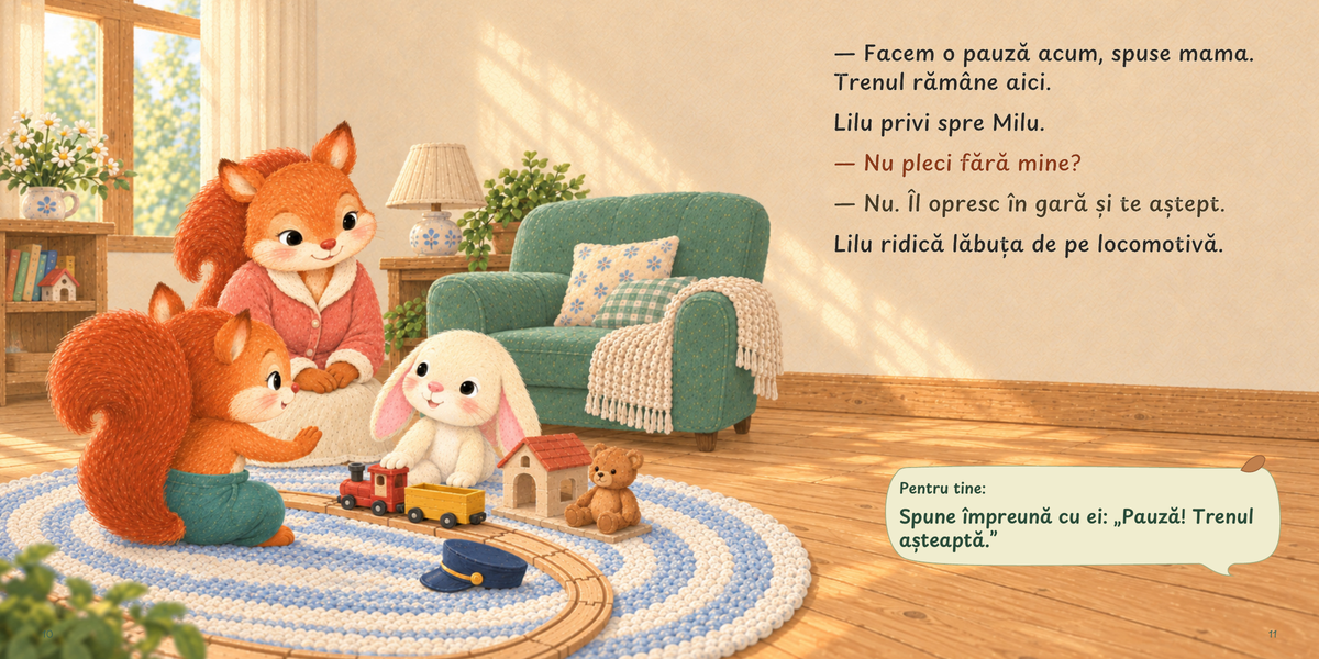 Trenul face o pauză - paginile 10-11 din ediția finală, cu invitația Pentru tine