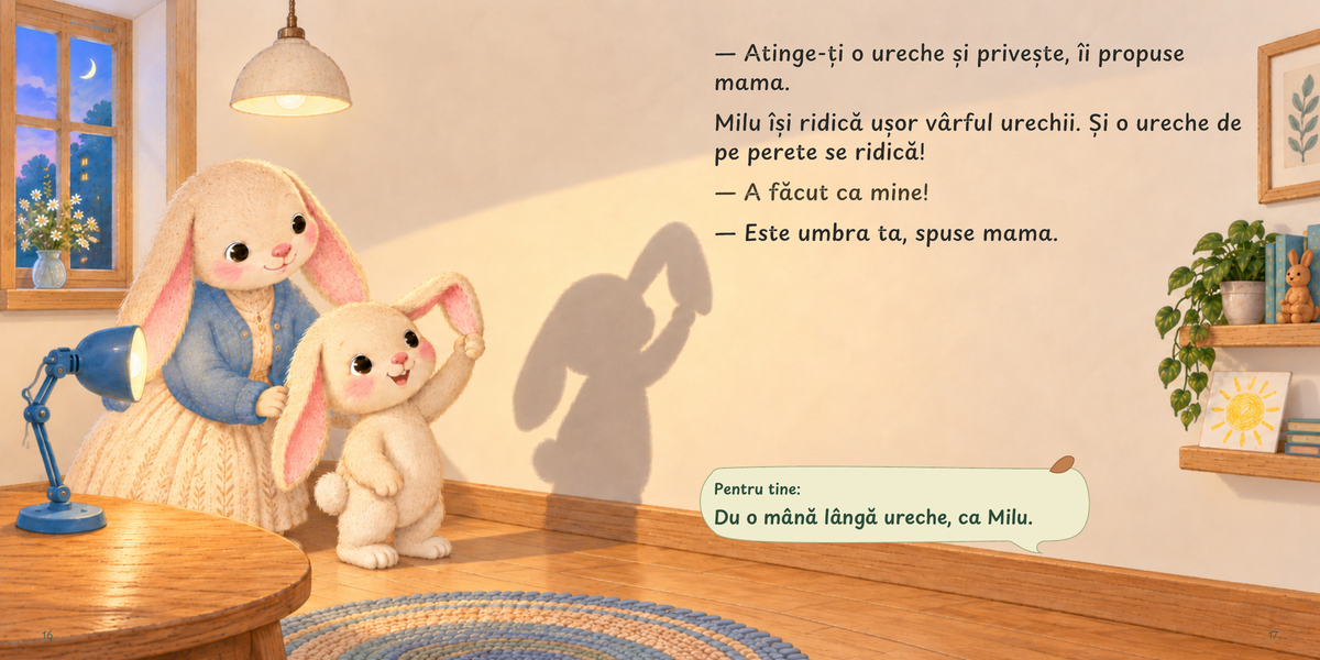 Umbra cu urechi - paginile 16-17 din ediția finală, cu invitația Pentru tine